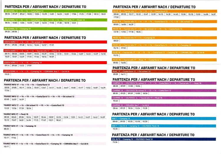 Ski Bus Fahrzeiten